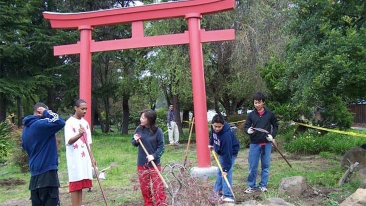 Cleanup at Torii Gate at the Gardens at Lake Merritt