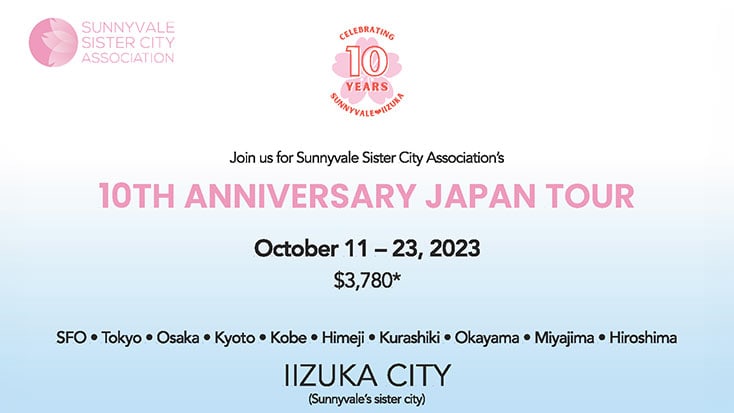 A flyer for the 10th anniversary Japan tour presented by the Sunnyvale Sister Cities Association.