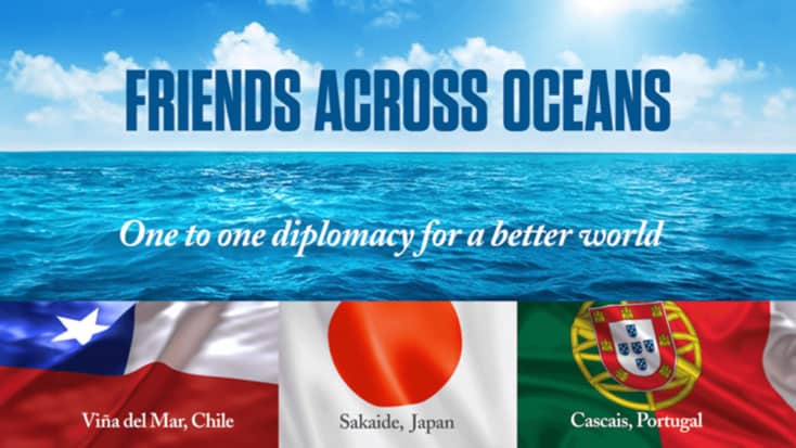 2023 Sausolito Sister Cities Fundraiser Dinner and Dance image reading "One to one diplomacy for a better world"