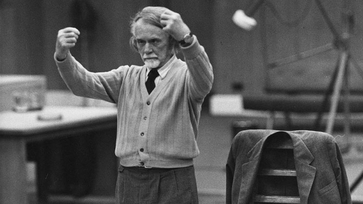 Zoltán Kodály raises his arms to conduct. Born 16 December 1882 – Died 6 March 1967, he was a Hungarian composer, ethnomusicologist, music pedagogue, linguist, and philosopher. He is well known internationally as the creator of the Kodály method of music education.